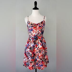 J Crew Colorful Summer Dress Sz 10 Red White Blue